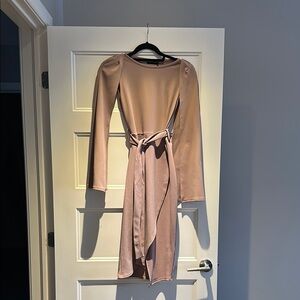 Elegant Mauve Long Sleeve Dress